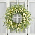 thumbnail image 6 of Artificial Yellow Daisy Wreath with Green Eucalyptus Leaves and Lavender Spring Summer Wreath for Front Door Wall Decor, 6 of 8