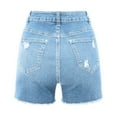 thumbnail image 5 of Puntoco Women Jean clearance Women's Denim Printing Short Summer Mid Waist Stretchy Pockets Jean Shorts Light Blue 4(S), 5 of 5