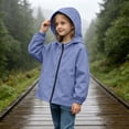 thumbnail image 5 of Fesfesfes Kids Unisex Hooded Rain Jacket Lightweight Waterproof Windbreaker with Pockets, Casual Outdoor Coat for Kids School Play Ages 5-16 Years, 5 of 8