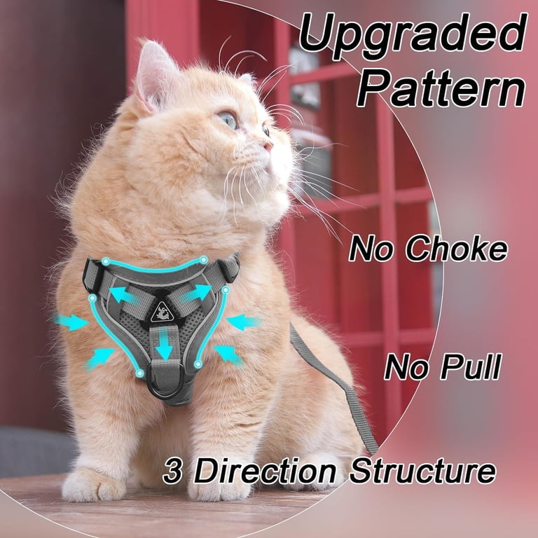 Escape-Proof Cat Harness and Leash Set, Gray photo 4