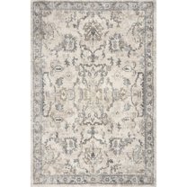 HomeRoots 9'x13' Ivory Machine Woven Distressed Floral Traditional Indoor Area Rug - 350269