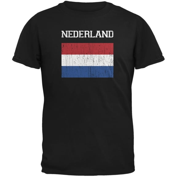 World Cup Distressed Flag Nederland Black Youth T-Shirt - Youth Large