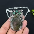 thumbnail image 2 of Moss Agate, Onyx Handmade 925 Sterling Silver Jewelry Necklace 18", 2 of 2