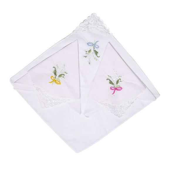 Yokua 12PCS Cotton Embroidery Flower Handkerchief for Woman Wedding Handkerchief