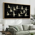thumbnail image 2 of Large Framed Canvas Print Minimalist White Swans on BlackWall Art Decorative Ready to Hang Painting for Living room Bedroom 60x30 inches Natural Frame, 2 of 7