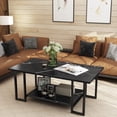 thumbnail image 4 of AWQM Marble Coffee Table, Faux Marble Top Rectangular Coffee Table with Black Metal Frame, 2 Tier Table for Living Room, Office, Balcony, Black, 40 Inch, 4 of 4