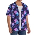 thumbnail image 2 of Sikiie Skull starry sky flower leaf Men's Wrinkle Free Untucked Cuban Shirt Business Casual Button Down Shirts Short Sleeve ShirtX-Large, 2 of 5