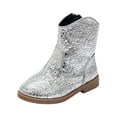 thumbnail image 2 of LYHao Stylish Girls Booties Ankle Boots For Everyday Wear With Round Toe And Low Heel ,Girls Boots Sizes 13.5 Silver(8-9 Years), 2 of 6