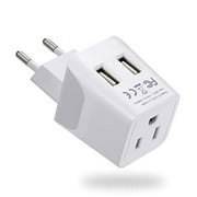 Turkey, Egypt, Iceland Travel Adapter Plug by Ceptics with Dual USB - Type C - Europe - Usa Input - Light Weight - Perfect for Cell Phones, Chargers, Cameras and More