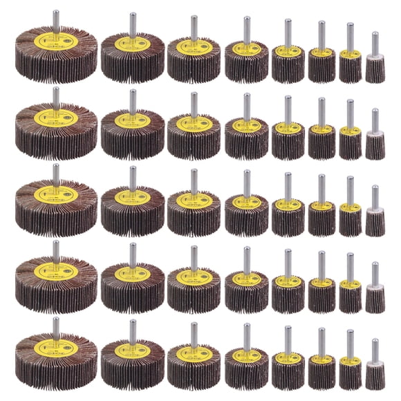 Juego de lijadora de ruedas abrasivas de 1/4" Rocaris, grano 80, ruedas de aletas de óxido de aluminio, rueda de lijado de forma cilíndrica, 8 tamaños, paquete de 40