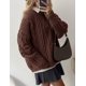 thumbnail image 5 of Suéter PRETTYGARDEN Oversized de Punto Trenzado Cuello Redondo Café Talla L, 5 of 6