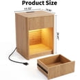 thumbnail image 2 of Fluted Nightstand with Charging Station and LED Light, Mid Century Modern Bedside Table with Drawer and Open Storage Shelf, Rounded Corners End Table for Bedroom Living Room, Natural Wood, 2 of 9