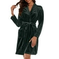 thumbnail image 4 of Gifts for Women Robes for Women Fluffy House Coat Oversized Soft Women's Sleepwear Spa Womens Bathrobe Blackish Green, 4 of 6