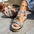 thumbnail image 3 of Dakaela Women's Wedge Sandals 2026 Summer Dressy Platform Espadrilles Ankle Strap Open Toe Slingback Bohemia Walking Shoes Grey 7.5, 3 of 8