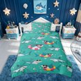 thumbnail image 3 of meiyoeat Surf Coastal Shark Twin Duvet Cover for Kids Boys Girls, Beach Holiday Animal Twin Bedding, Teal , Polkadot Reversible, 2pcs, 1 Duvet Cover and 1 Pillowcase, 3 of 6