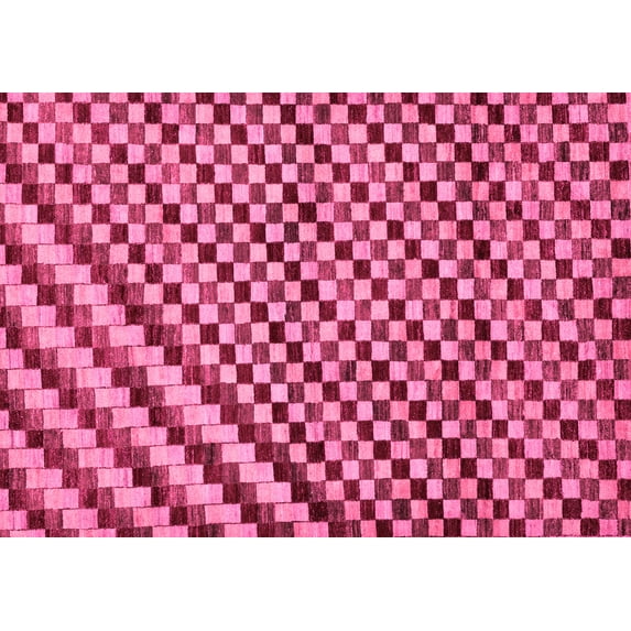 Ahgly Company Indoor Rectangle Checkered Pink Modern Area Rugs, 3' x 5'