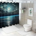 thumbnail image 7 of Fenyluxe Moon Clouds Water Pretty Polyester Shower Curtain for Bathroom Washable with Hooks 36x72, 7 of 7