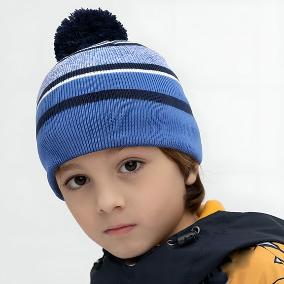 TELOLY Warm Knit Beanie Winter Hat for Boys and Girls Boys Winter Hat - Thick Fleece Lined Ski Cap with Pom Pom