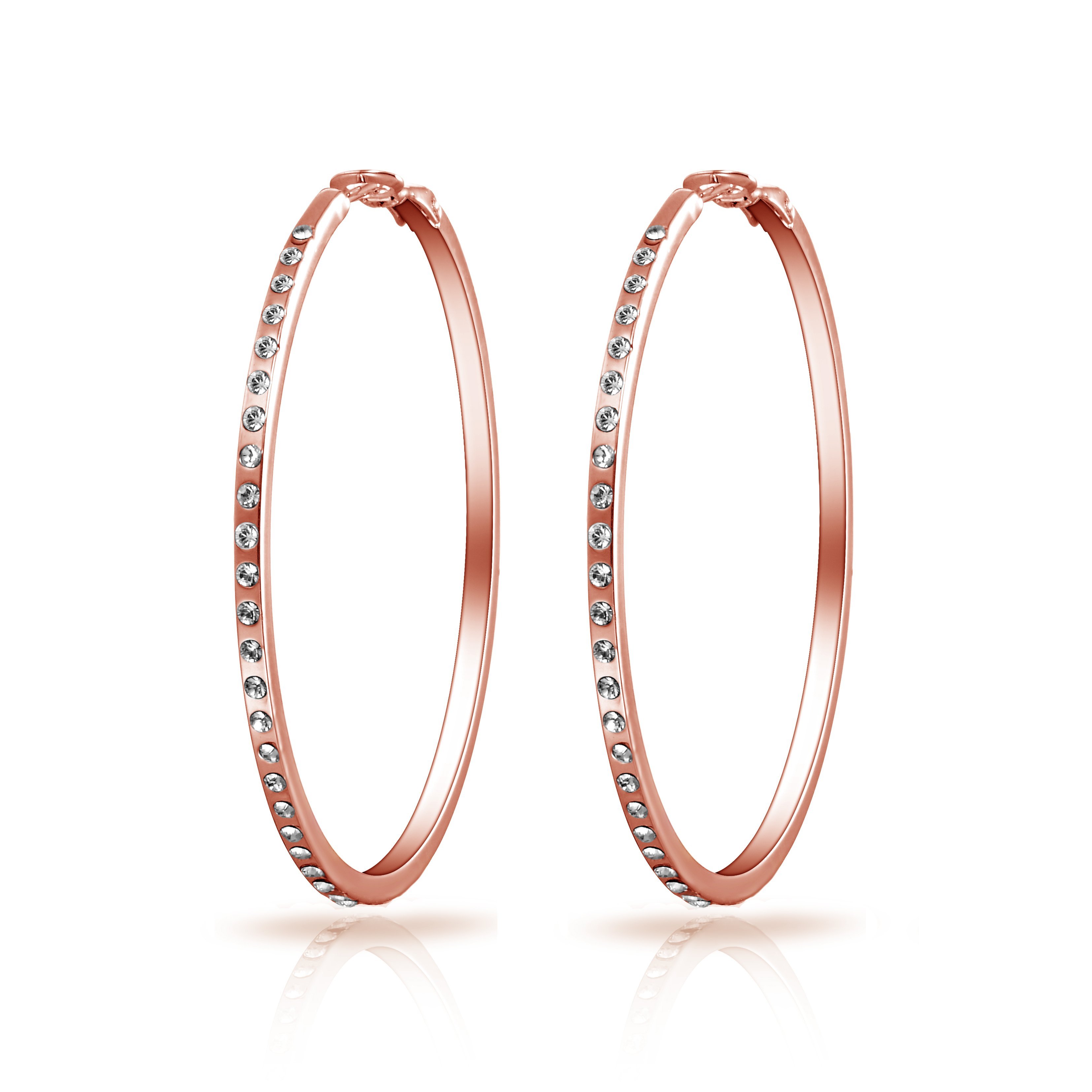 Rose Gold 50mm Hoop Earrings Created with Zircondia® Crystals
