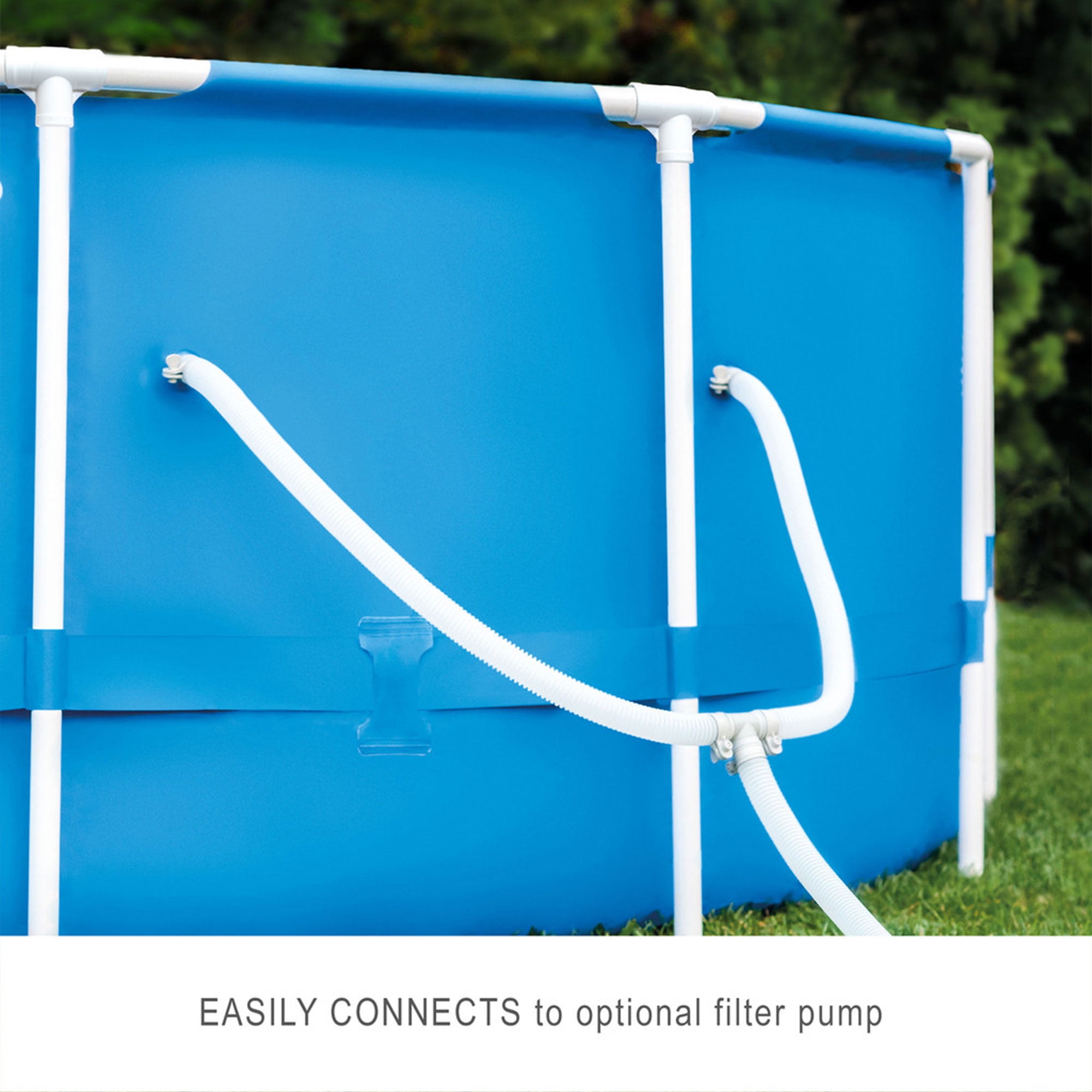 INTEX Round Metal Frame Above Ground Swimming Pool, Blue