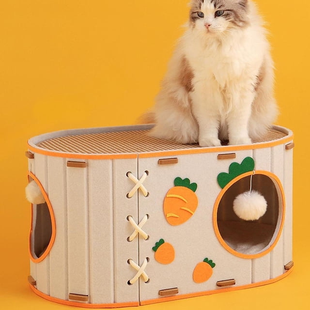 Cueva de la cama de gato para gatos de interior Cat House se sentía transpirable con la pelota colgante y la almohadilla de la almohadilla para los