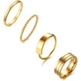 thumbnail image 1 of 4Pcs Gold Stackable Rings Set Stainless Steel Knuckle Midi Band Rings for Women, 1 of 1