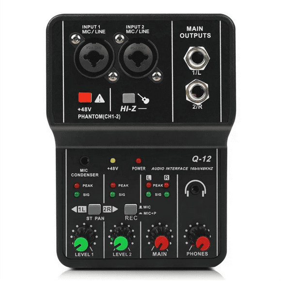 Tarjeta de Sonido Mezcladora de Audio Profesional con Monitor para Guitarra Eléctrica, Transmisión en , Grabación para Estudio, Canto, Computadora y PC