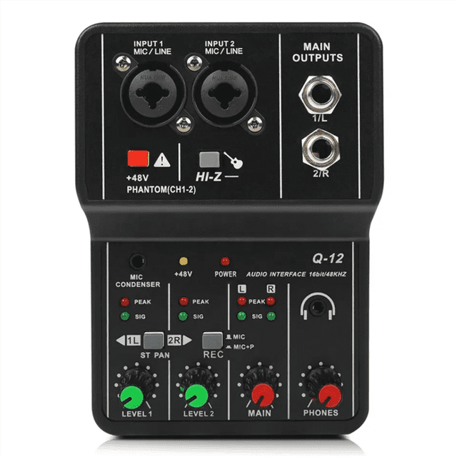 Tarjeta de Sonido Mezcladora de Audio Profesional con Monitor para Guitarra Eléctrica, Transmisión en , Grabación para Estudio, Canto, Computadora y PC
