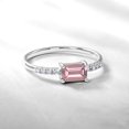 thumbnail image 2 of JeenMata Anillo de Compromiso Solitario de Turmalina Rosa de Talla Esmeralda (Piedra Natal de Octubre) en Oro Blanco de 18 K sobre Plata, 2 of 6