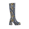 thumbnail image 4 of Fesfesfes Platform Boots for Women Fall Winter Flowers Print Shoes Thick Heels Tall Boots High-heel Boots For Young Ladies Platform Boots US:4.5(35), 4 of 9
