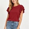 thumbnail image 5 of Admvng Womens Scoop Neck Casual Tops Ruffle Short Sleeve Summer Loose Fit Blouses, 5 of 7