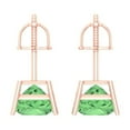 thumbnail image 4 of 2 ct Screw-Back Stud Earrings for Women | 5.5mm Princess Cut Simulated Green Diamond | 18K Rose Gold, 4 of 5