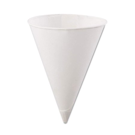 Konie 45KR Rolled Rim Paper Cone Cups  4.5oz  White  200 per Bag (Case of 25 Bags)