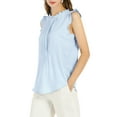 thumbnail image 4 of INSPIRE CHIC Chemisier Sans Manches à Volants et Plis pour Femme, Bleu, Taille M, Disponible. Parfait pour le Travail., 4 of 8