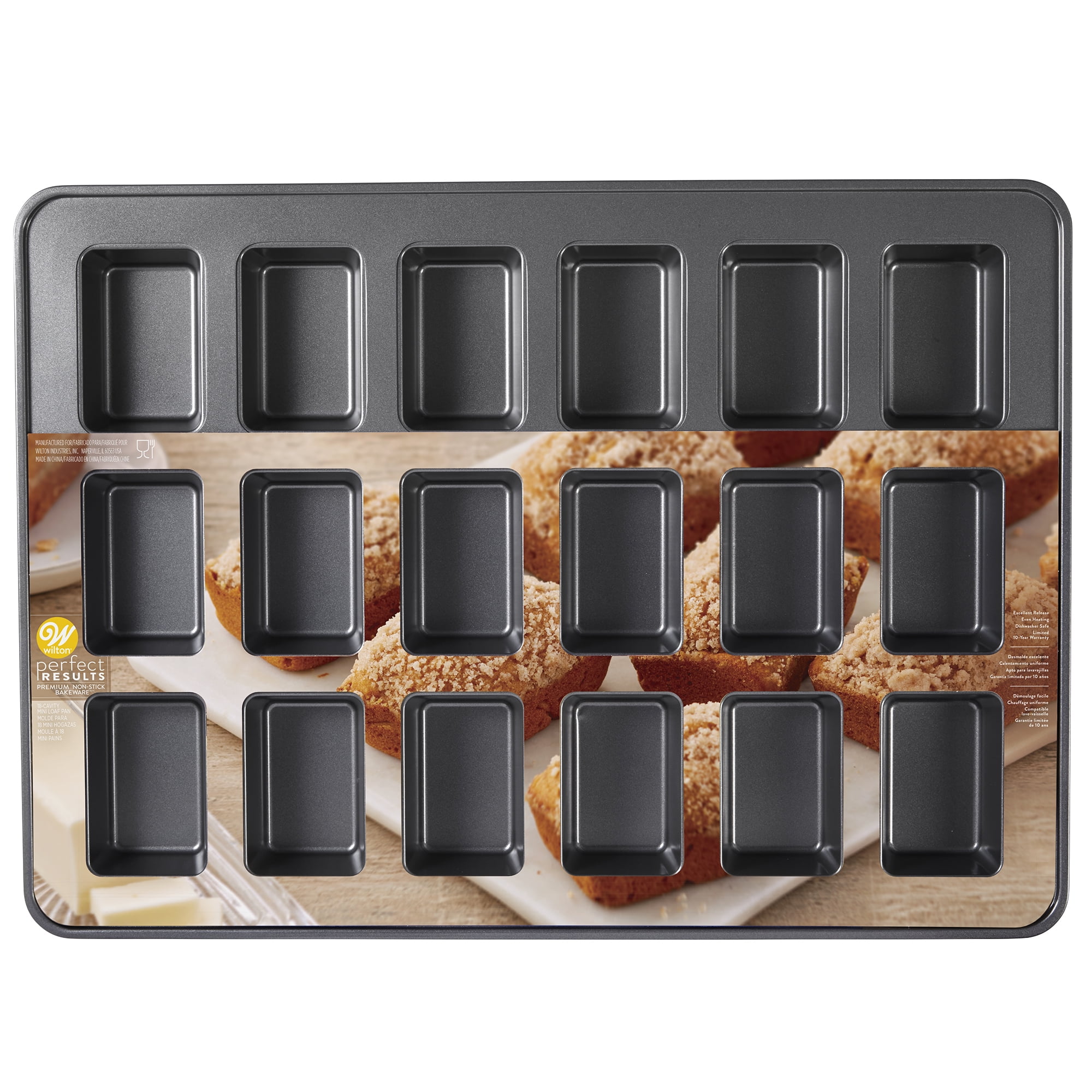 Wilton Perfect Results Premium Non-Stick Mini Loaf Pan, 18-Cavity