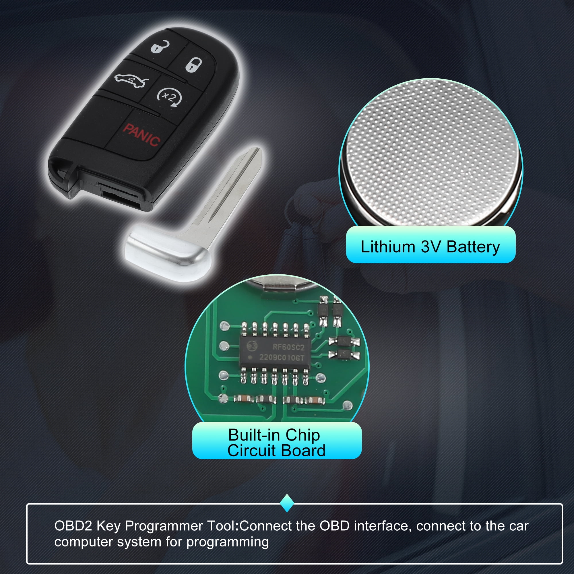 Unique Bargains 1 Set Key Programmer Tool Remote Key Fob for Dodge Charger for Chrysler 300 M3N-40821302 5 Button 433Mhz