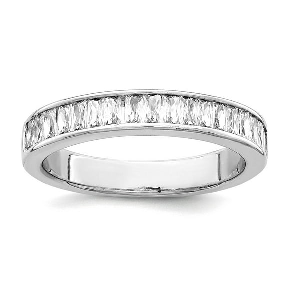 925 Sterling Silver Rhodium Plated Cubic Zirconia Ring Size 7 3.89mm Wide Ring for Women