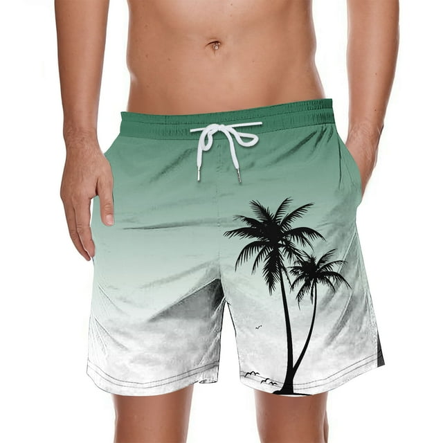 Sentmoon Mens Shorts Athletic Lightweight Summer Loose Elastic Waist Basketball Shorts Drawstring Palm Tree Print Pajama Shorts with Pockets 2025 Trendy for Relaxing at Home Green XXL