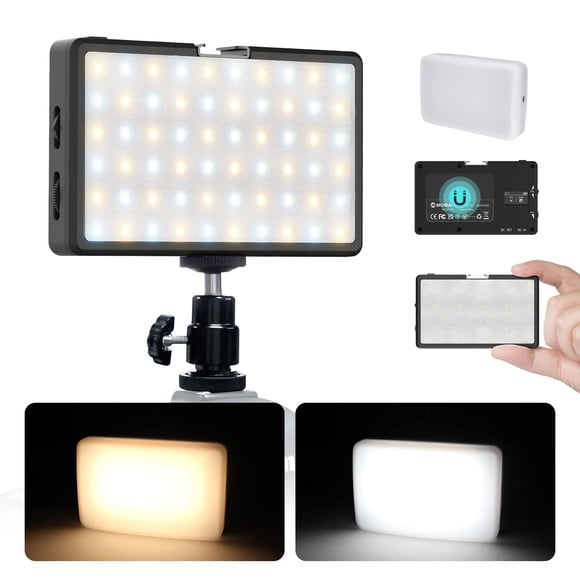Luz de video LED Moman Luz de cámara para fotografía Luces de grabación de video portátiles de 5000 mAh con zapata fría Mini luz CRI 98+ Regulable 2500-9000K Iluminación de video Luz de video LED en l