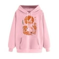 thumbnail image 3 of GaThRRgYP Womens Tops Plus Size V Neck,Women Long-sleeved Hooded Pocket Halloween Printed Casual Loose Sweatshirt Pink S, 3 of 4