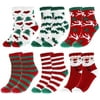 Women Christmas Fuzzy Socks, Fluffy Socks,Winter Warm Cozy Striped Socks, Crew Socks,Adult Home Slipper Socks,6 Pairs