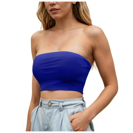 Fsqjgq Strapless Bras for Women Comfortable New Solid Small Tank Top Sexy Open Back Short Wrap Bra Full Coverage Tank Top Runing Yoga Wireless Bras M