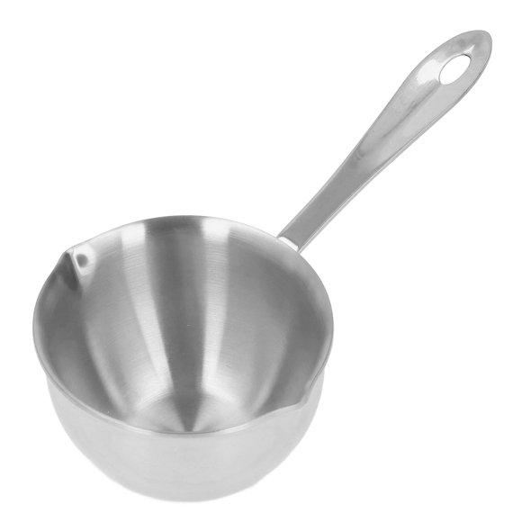 Mini Casserole en Acier Inoxydable, avec Bec à Poignée, pour Réchauffer le Chocolat au Lait, L'huile Chaude, les œufs Bouillants (argent)