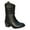 Black, variant on Fesfesfes Cowgirl Boots For Women Warm Retro Zipper Round Boots Shoes Middle Mid Calf Boots 6.5(38)