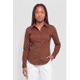 thumbnail image 2 of Women's Long Sleeve Solid Button Front Poplin Shirt, 2 of 4