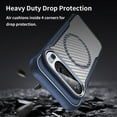 thumbnail image 3 of Magnetic Case for Google Pixel 8A Case Compatible with Magsafe Carbon Fibre Delicate Matte Texture Soft Silicone Semi-Translucent Back Airbag Anti Drop Lens Protection Shock Case, Blue, 3 of 13