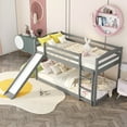 thumbnail image 4 of Bellemave Low Bunk Beds Twin Over Twin with Slide, Wooden Floor Bunk Bed Frame Built-in Ladder for Toddler Girls Boys (Gray), 4 of 10