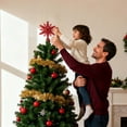 thumbnail image 4 of Christmas Tree Topper Christmas Decorations 8" Red Metal Glitter Tree Topper Snowflake for Christmas Tree Decorations Home Holiday Xmas Party Indoor Office Decor, 4 of 6