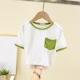 thumbnail image 5 of Povozer Girls Casual Short Sleeve T Shirts Basic Crewneck Tunic Blouses Tops(Green,5-6Y), 5 of 5