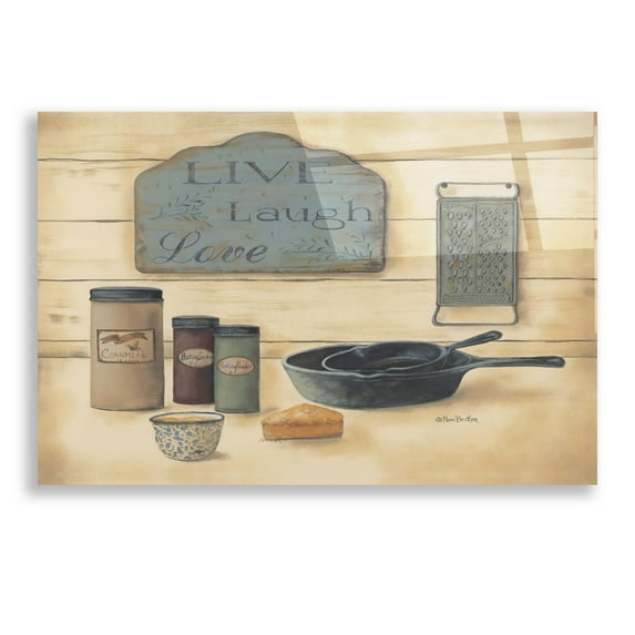 Epic Art 'Live Laugh Love' by Pam Britton, Acrylic Glass Wall Art, 24"x16"